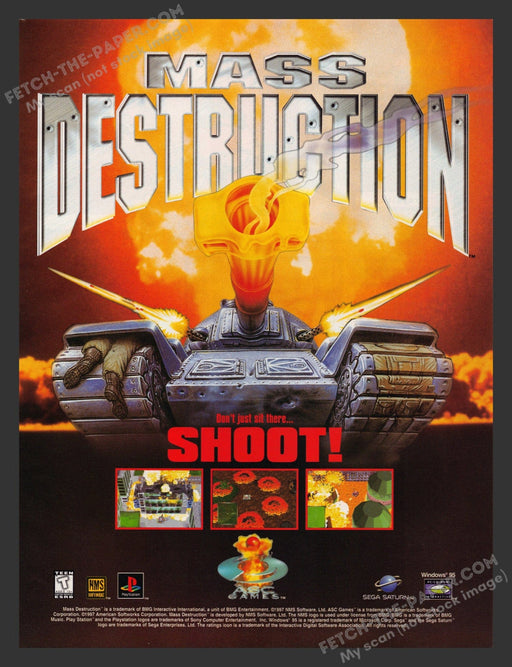 1997 Print Advertisement Mass Destruction Video Game Ad.