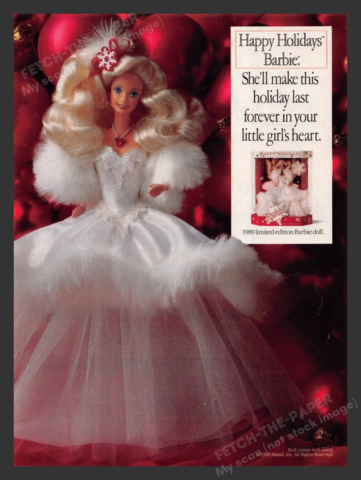 1989 Mattel Barbie Happy Holidays Limited Edition Print Advertisement Ad