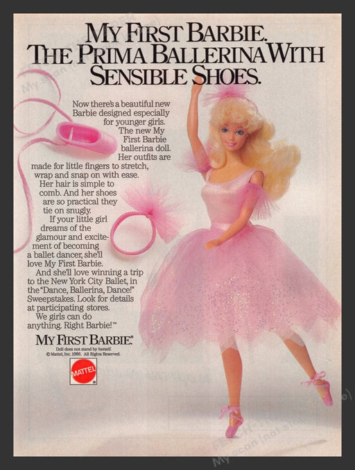 1987 Mattel My First Barbie Prima Ballerina Print Advertisement Ad
