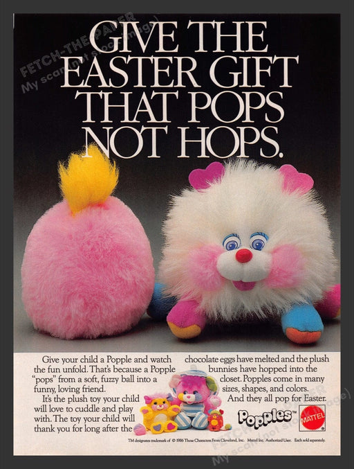 1987 Mattel Popples Plush Easter Gift Print Advertisement Ad