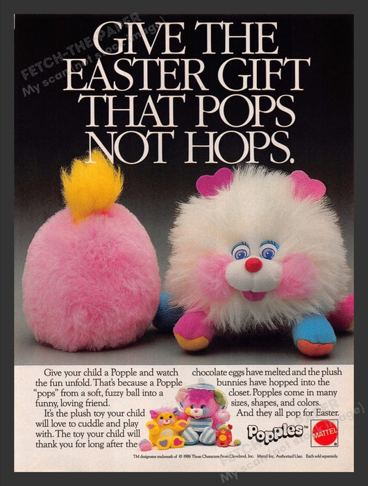 1987 Mattel Popples Plush Easter Gift Print Advertisement Ad