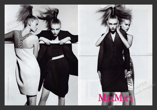 Max Mara 2000s Print Advertisement (2 pages) 2007 Fashion Crazy Hair Models Fetch the Paper!