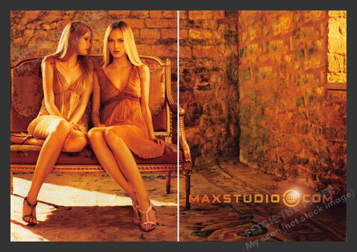 Max Studio 2000s Print Advertisement (2 pages) 2007 Models on Couch Legs Fetch the Paper!