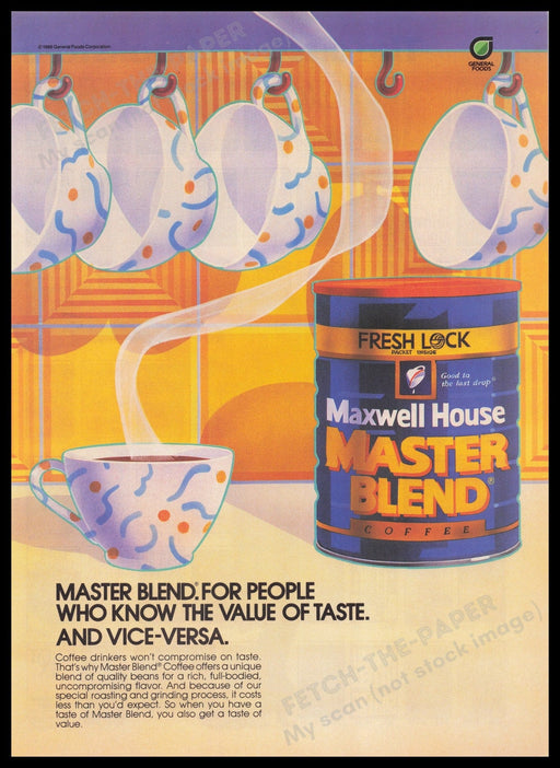 Maxwell House Coffee 1980s Print Advertisement Ad 1986 Master Blend Fetch the Paper!