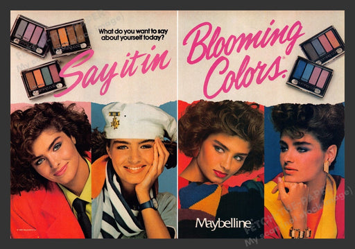 1984 Maybelline Blooming Colors Eye Shadows Print Advertisement (2 Pages)