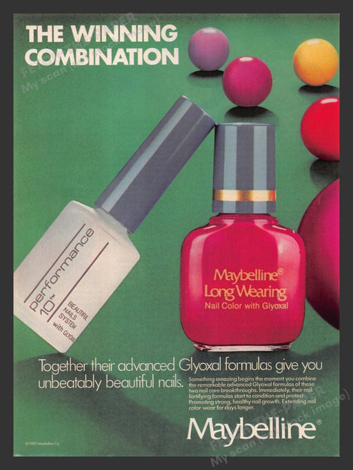 1987 Maybelline Finger Nail Polish Print Advertisement Ad