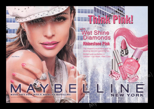 Maybelline 2000's Print Advertisement Ad (2 pages) 2004 Cosmetics Josie Maran Fetch the Paper!