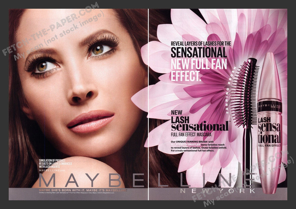 2015 Print Advertisement 2 Page Maybelline Mascara Christy Turlington.