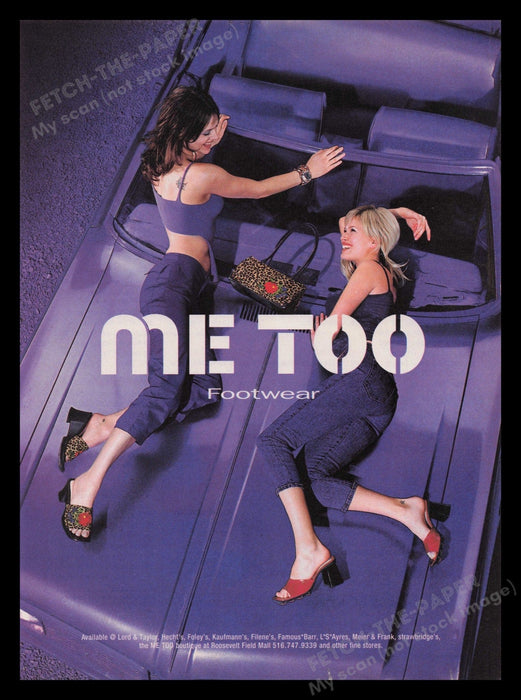 Me Too Footwear 2000s Print Advertisement 2000 Legs Models Car Feet Shoes Fetch the Paper!
