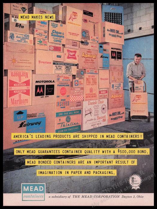 Mead Containers 1950s Print Advertisement Ad 1959 Fetch the Paper!