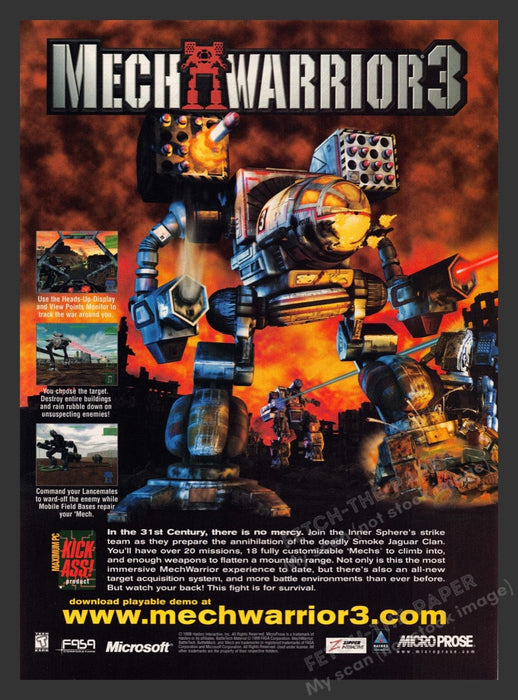 1999 Mech Warrior 3 Video Game Print Advertisement