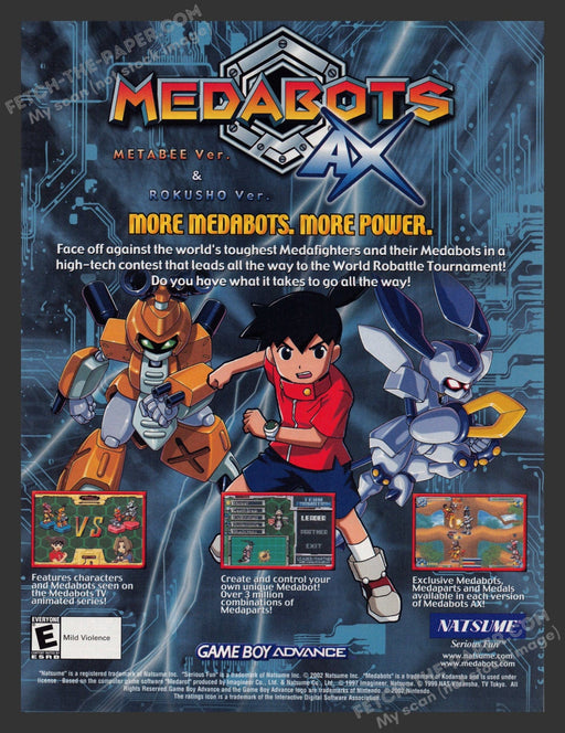 2002 Print Advertisement Medabots AX Video Game Ad.