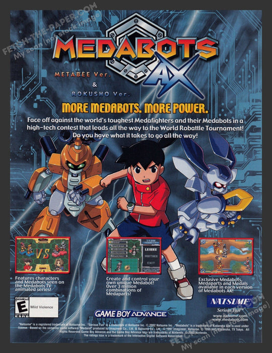 2002 Print Advertisement Medabots AX Video Game Ad.