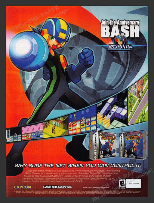 2003 Megaman Blue & White Video Game Print Advertisement