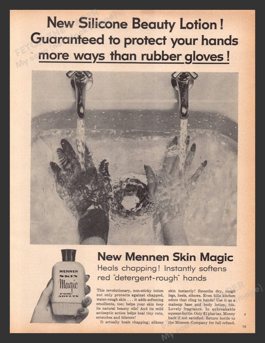 1956 Mennen Silicone Beauty Lotion Hands Print Advertisement Ad