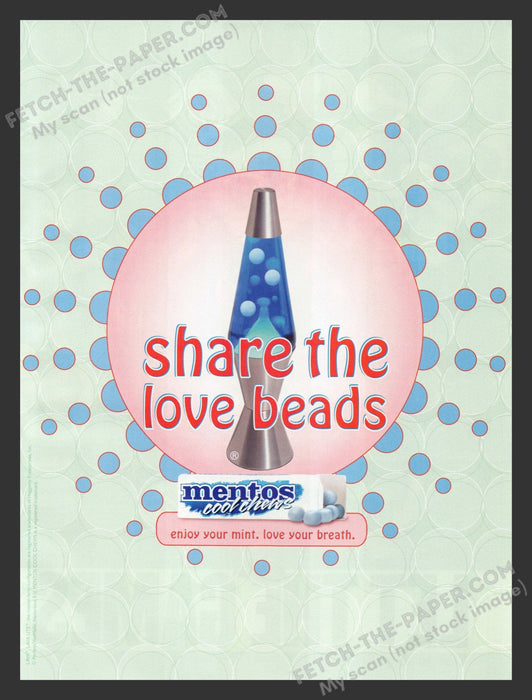 2001 Mentos Cool Chews Candy 1960s Lava Lamp Print Advertisement Ad.