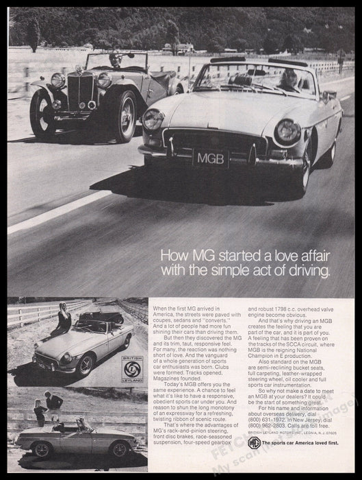 MGB 1970s Print Advertisement Ad 1972 Car Racing Fetch the Paper!