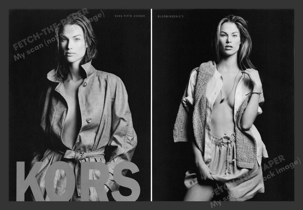 Michael Kors 1990s Print Advertisement Ad (2 Pages) 1993 Clothing Sexy Model Fetch the Paper!