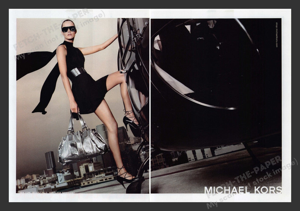 Michael Kors 2000s Print Advertisement (2 pages) 2007 City Helicopter Legs Model Fetch the Paper!