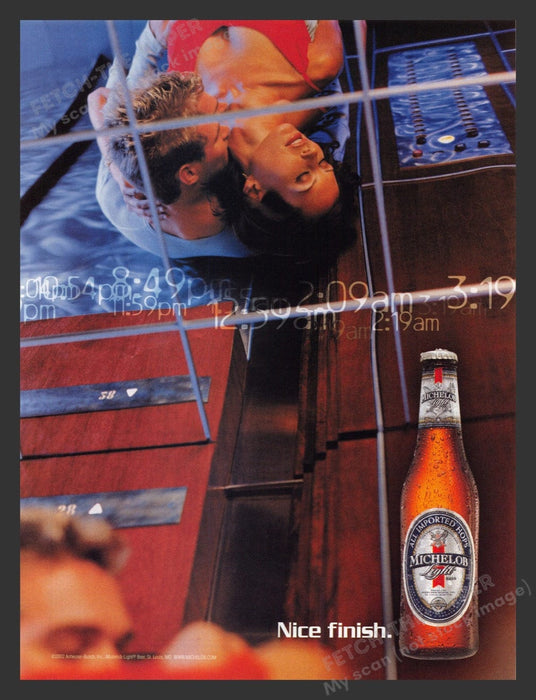 2002 Michelob "Nice FInish" Sexy Couple Print Advertisement Ad