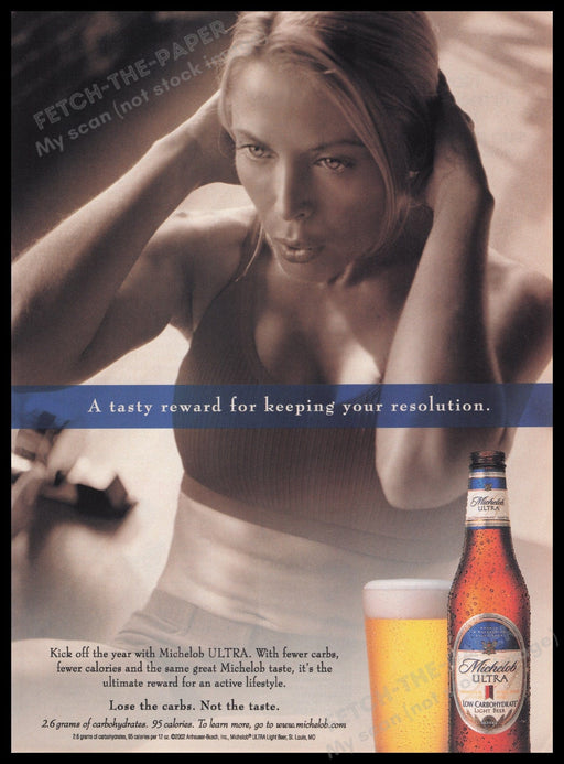 Michelob Ultra 2000s Print Advertisement Ad 2003 Fetch the Paper!