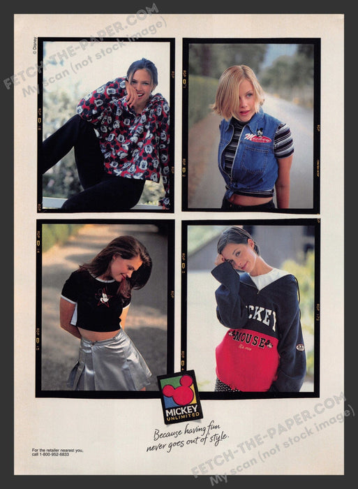 1995 Print Advertisement Mickey Mouse Unlimited Clothing Ad.