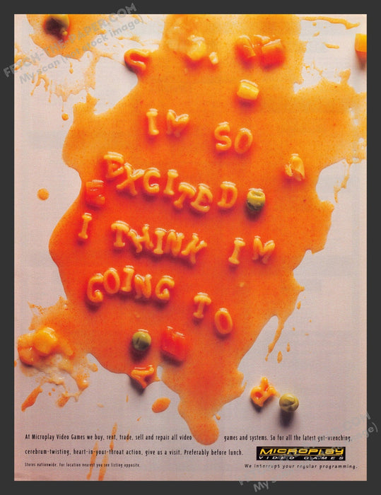 1990s Print Advertisement Microplay Throw-Up Video Game Ad.