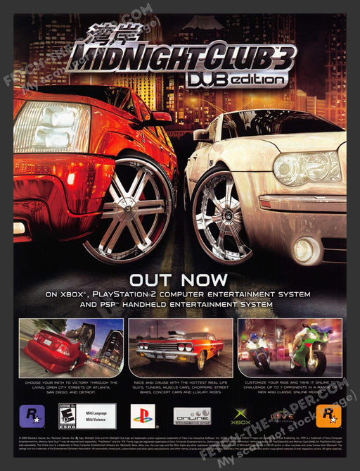 2005 Print Advertisement Midnight Club 3 Dub Edition Video Game Ad.