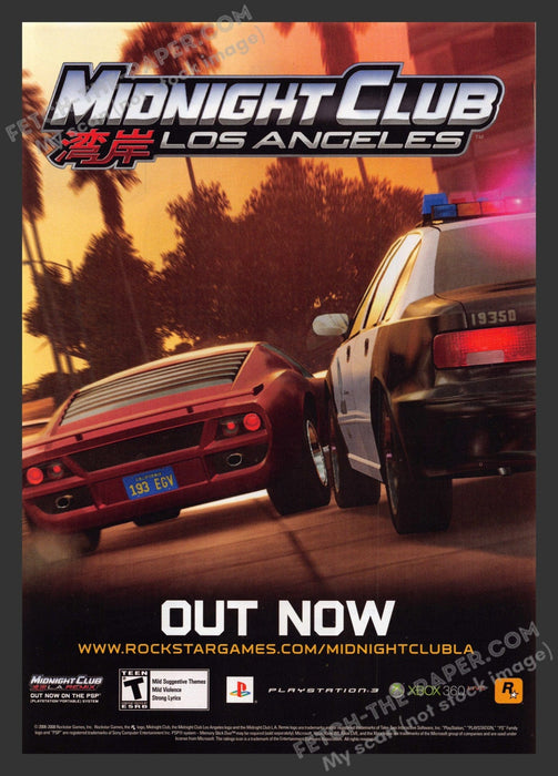 2008 Print Advertisement Midnight Club Los Angeles Video Game Ad.