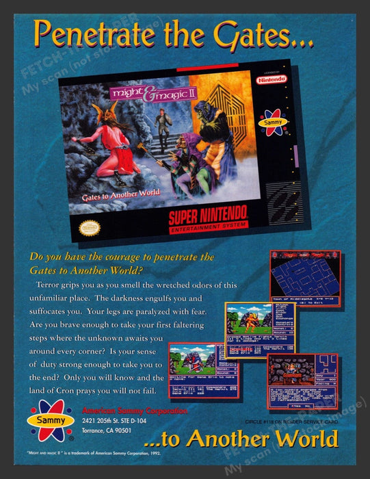 1992 Might & Magic II Video Game Print Advertisement