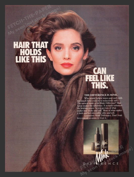 1988 Mink Difference Hair Spray Print Advertisement Ad