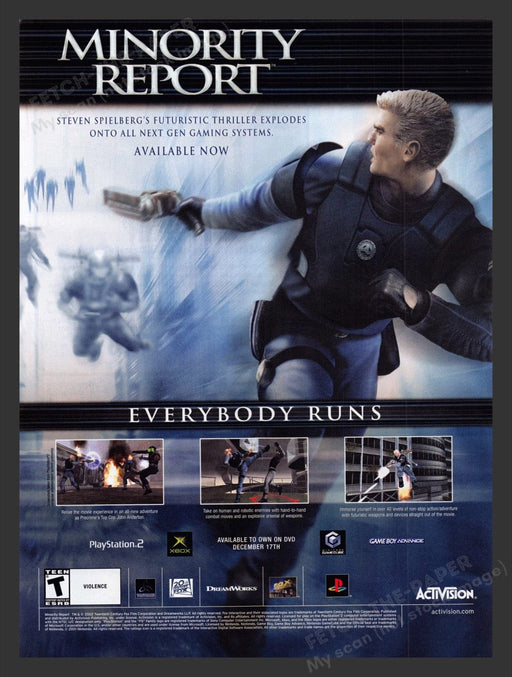 2002 Minority Report Video Game Print Advertisement