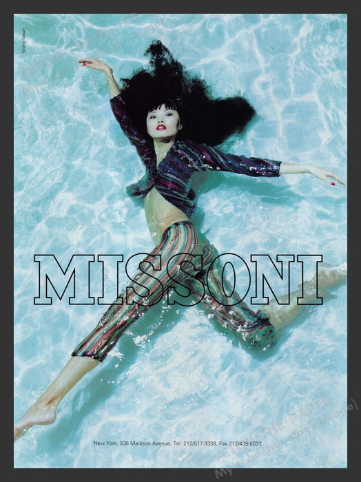 Missoni 1990s Print Advertisement Water Russian Model Irina Pantaeva Fetch the Paper!
