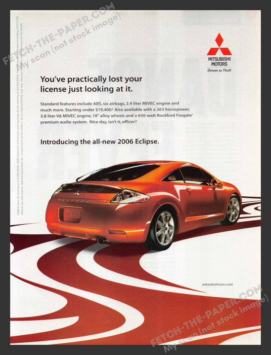 2005 Print Advertisement Mitsubishi Orange Eclipse Car Ad.