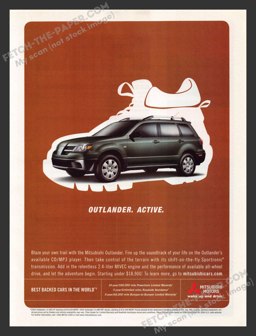 2005 Print Advertisement Mitsubishi Outlander "Blaze Your Own Trail"  Ad.