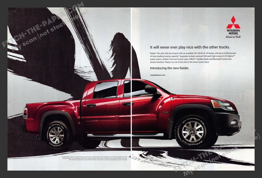 2005 Print Advertisement 2 Page Mitsubishi Raider Truck Ad.
