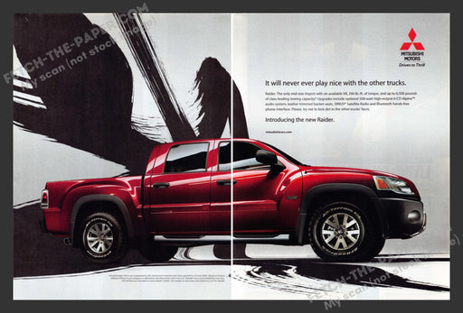 2005 Print Advertisement 2 Page Mitsubishi Raider Truck Ad.