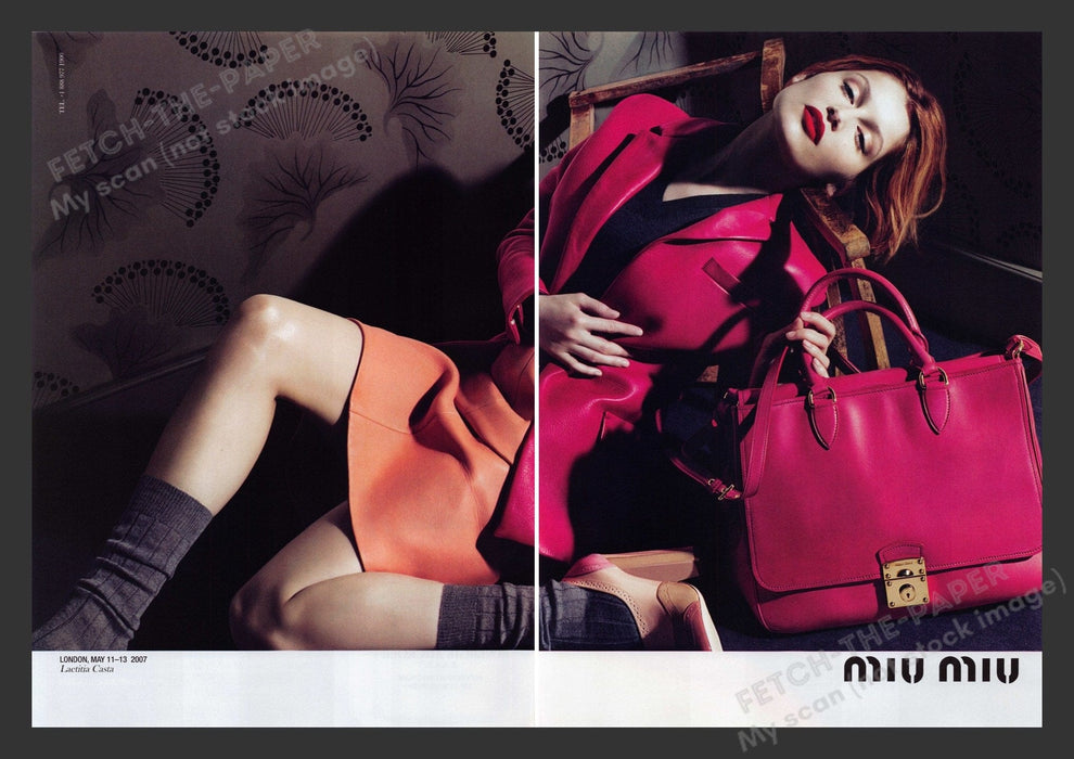 Miu Miu 2000s Print Advertisement (2 pages) 2007 Laetitia Casta Legs Fashion Fetch the Paper!