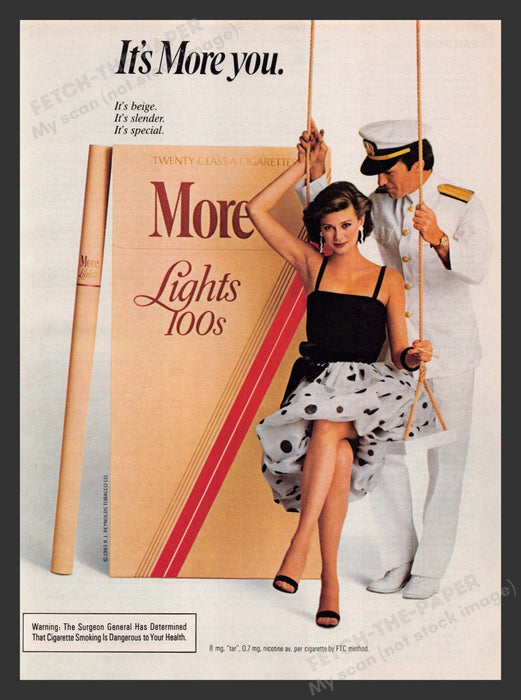More Lights 100s Legs Captain Swing 1980s Print Advertisement Ad 1983 Fetch the Paper!