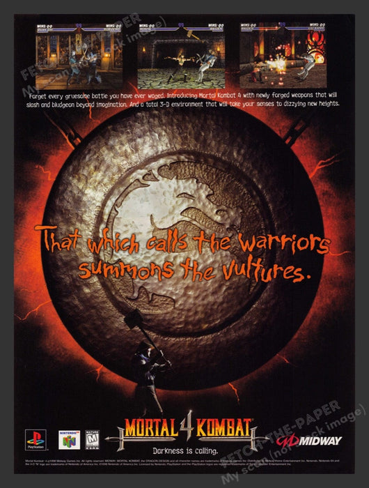 1998 Mortal Kombat 4 Video Game Print Advertisement