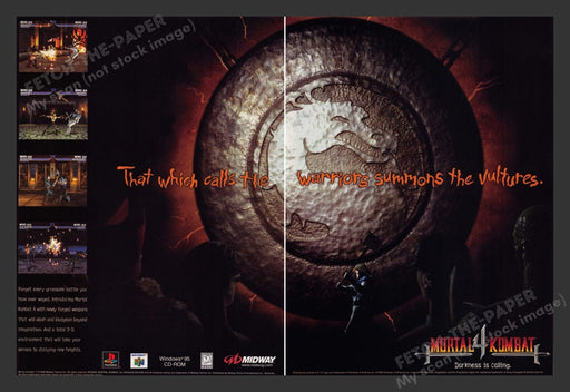 1998 Mortal Kombat 4 Darkness is Calling Video Game Print Advertisement (2 Pgs)