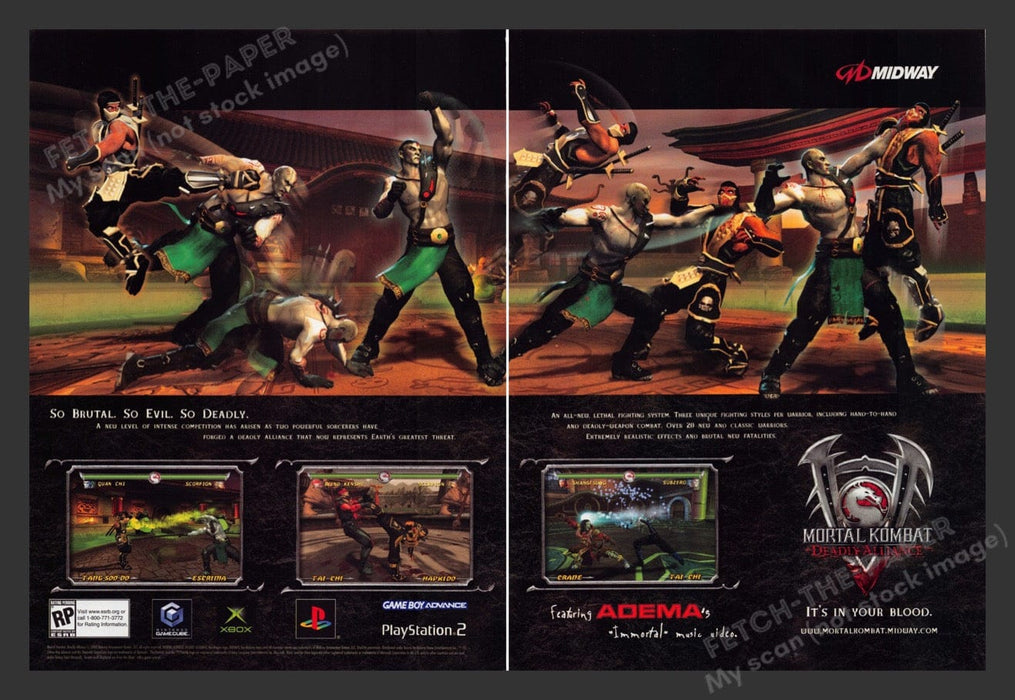 2002 Mortal Kombat: Deadly Alliance Video Game Print Advertisement (2 Pages)