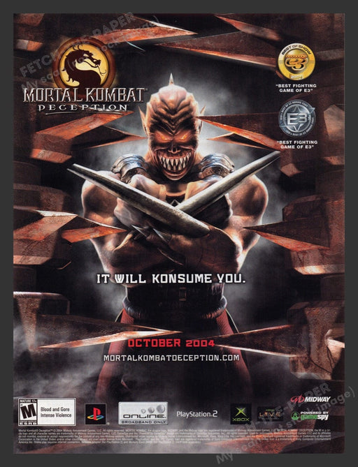 2004 Mortal Kombat: Deception Video Game Print Advertisement
