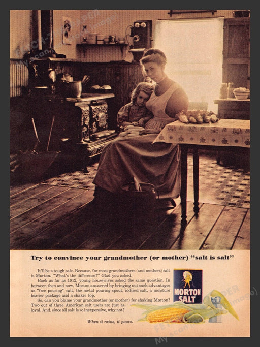 1965 Morton Salt Grandmother & Mother Print Advertisement Ad