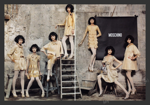 Moschino 2000s Print Advertisement (2 pages) 2007 Legs Women Clothing Tights Fetch the Paper!