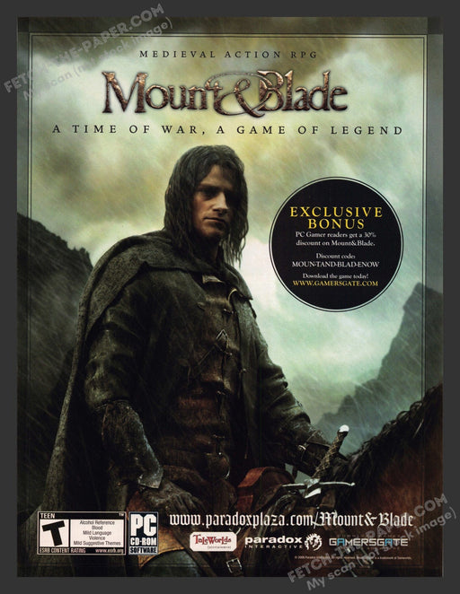 2009 Print Advertisement Mount & Blade Video Game Ad.