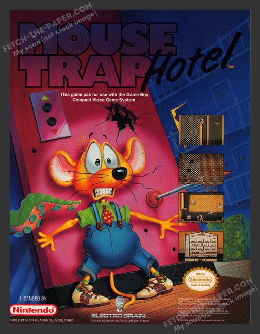 1991 Print Advertisement Mouse Trap Hotel Video Game Ad.