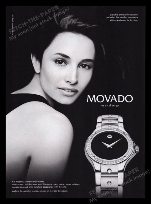 Movado Watch 2000s Print Advertisement Ad 2007 Actress Mia Maestro Fetch the Paper!