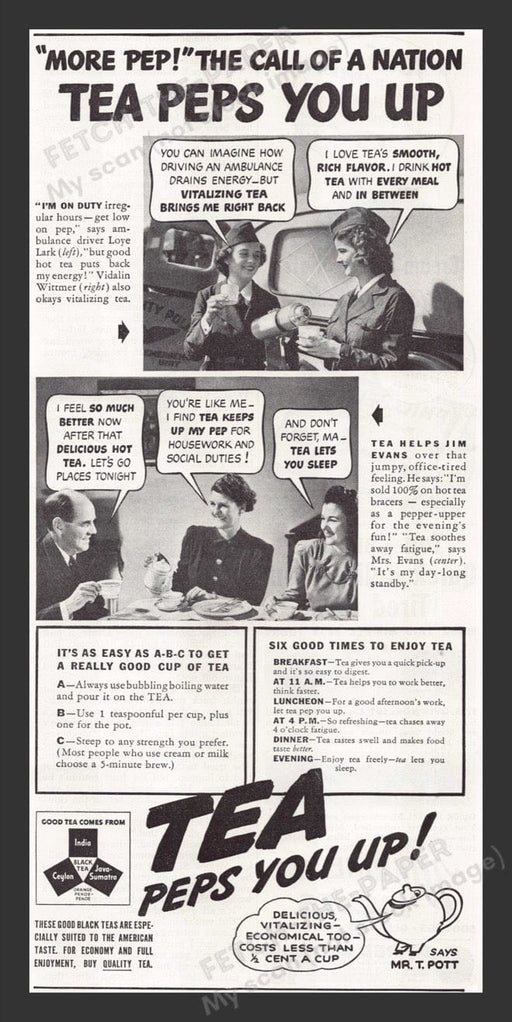 1941 Mr. T. Pott Tea India Ceylon Java-Sumatra Print Advertisement Ad