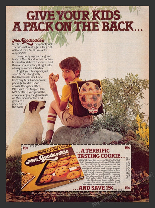 1980 Mrs. Goodcookie Backpack for Kids Print Advertisement Ad